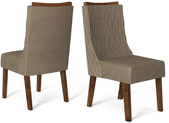 Conjunto 2 Cadeiras Amélia Rústico Malbec Tecido Pecan