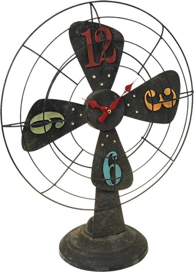 Relógio de Mesa Ventilador Colorido em Metal - 56x45 cm