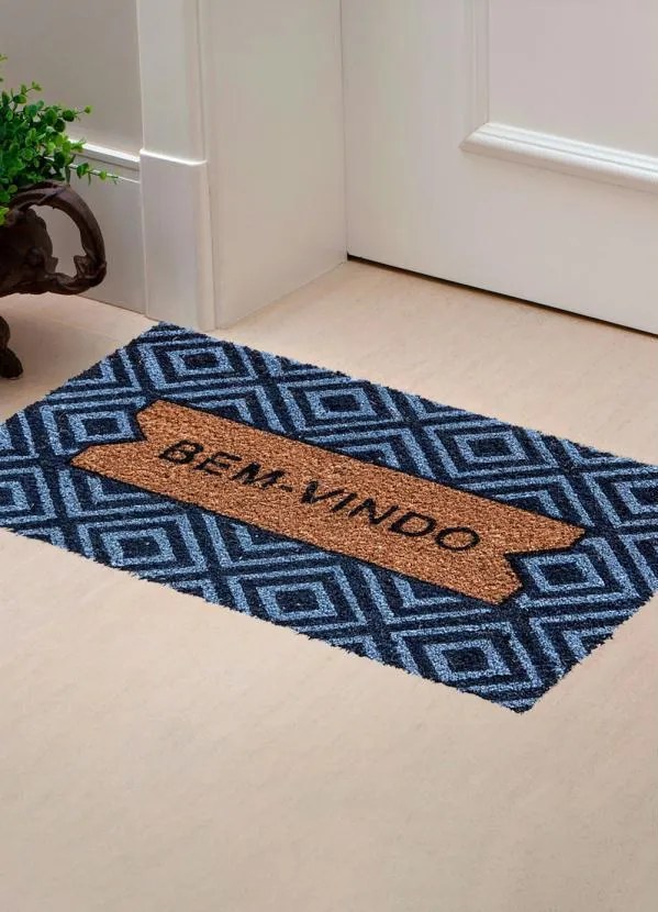 Capacho Geométrico Fibra de Coco Corttex Marrom