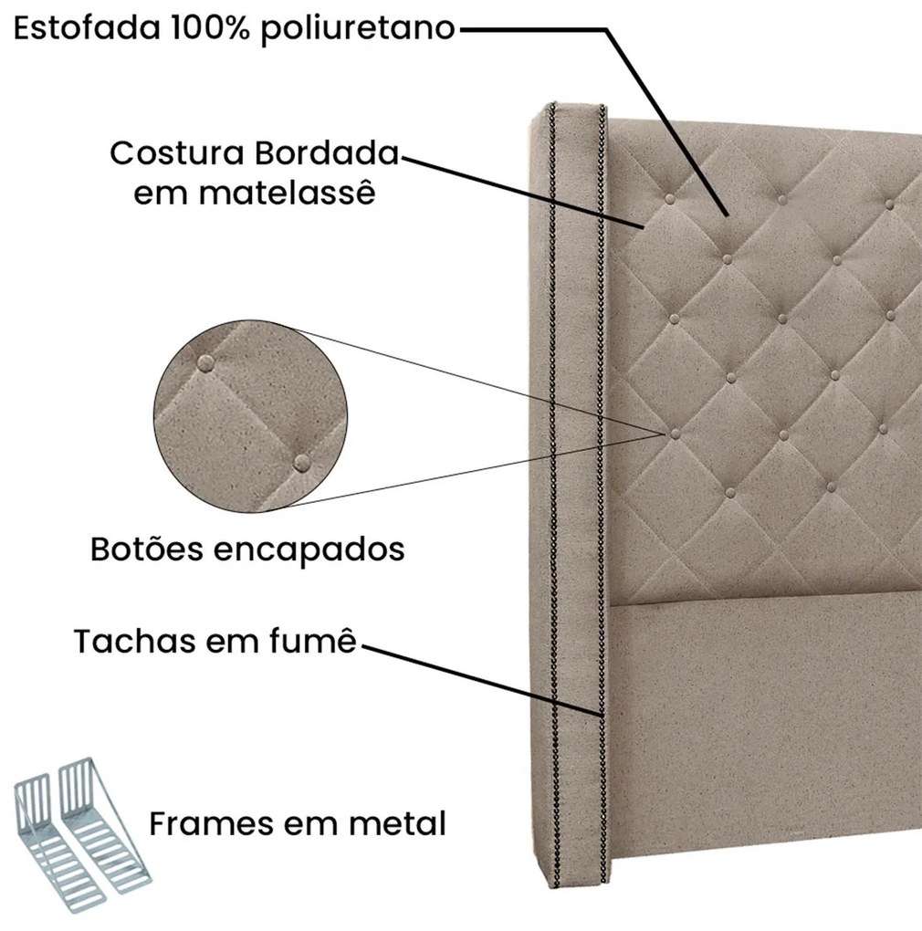 Cabeceira Estofada Egito SPZ 164cm Casal Linho - ADJ Decor