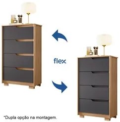 Cômoda Para Quarto 4 Gavetas Sole Flex Nature/Titanium - Albatroz