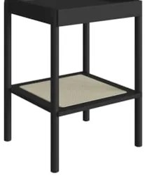 Mesa Lateral Com Prateleira Pés Madeira Arlo A10 Nero/Preto - Mpozenat