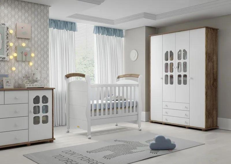 Quarto de Bebê Completo Amore 4 Portas Plus Branco Soft com Teka - Matic Móveis