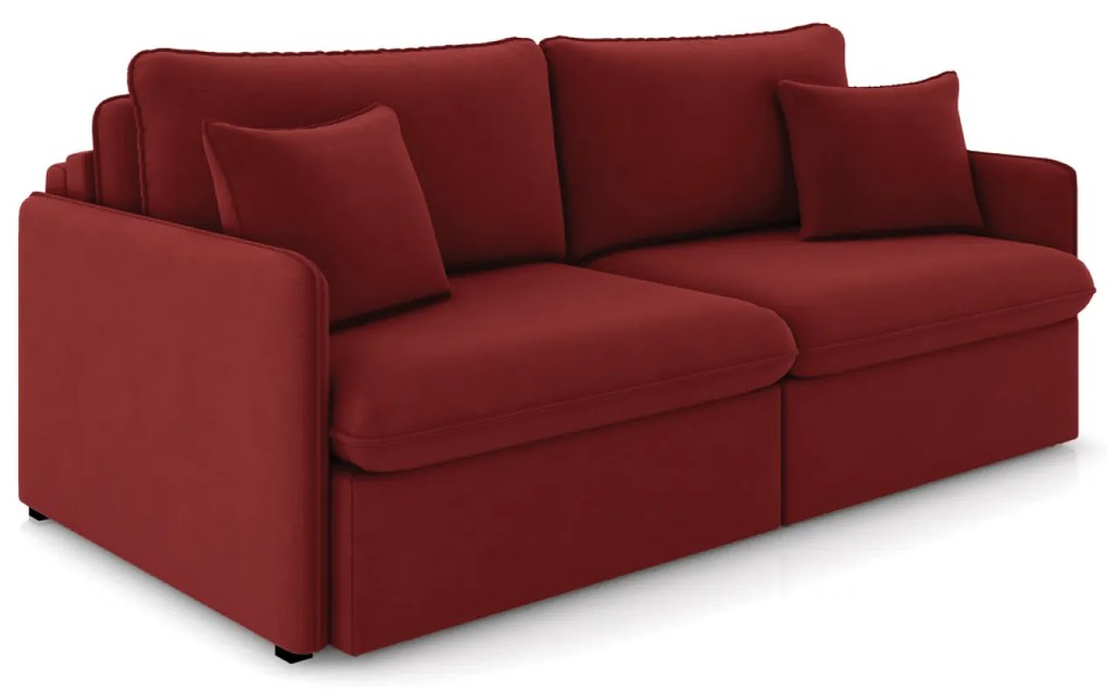 Sofá Retrátil Reclinável 3 Lugares 194cm Maili Veludo K01 - D'Rossi - Vermelho