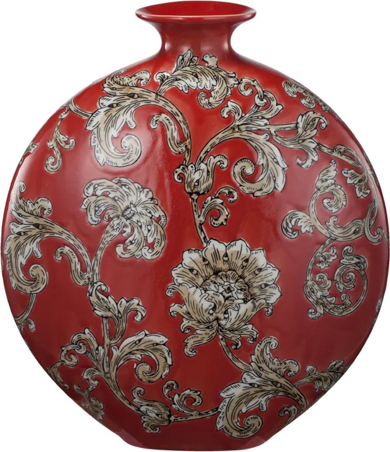 Vaso Decorativo em Porcelana Oriental Vermelho