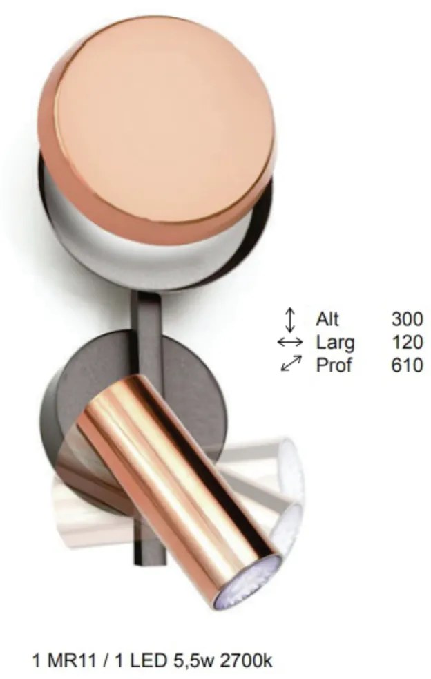 Arandela Eclipse Mista Móvel 12X06X30Cm Discos Metal Aluminio 01X Mr11... (BRANCO / DOURADO BRILHO, 220V)