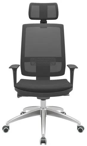 Cadeira Office Brizza Tela Preta Com Encosto Assento Poliéster Preto Autocompensador 126cm - 63007 Sun House