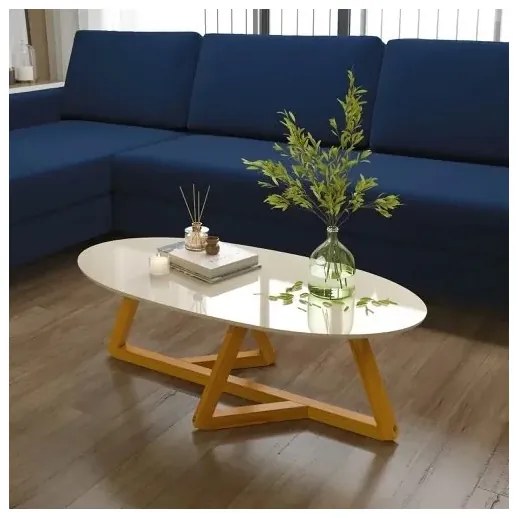 Mesa De Centro Classic Off White/Amêndoa – Tebarrot Móveis