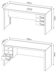 Mesa com 03 Gavetas para Home Office ME4113 Nogal - Tecno Mobili