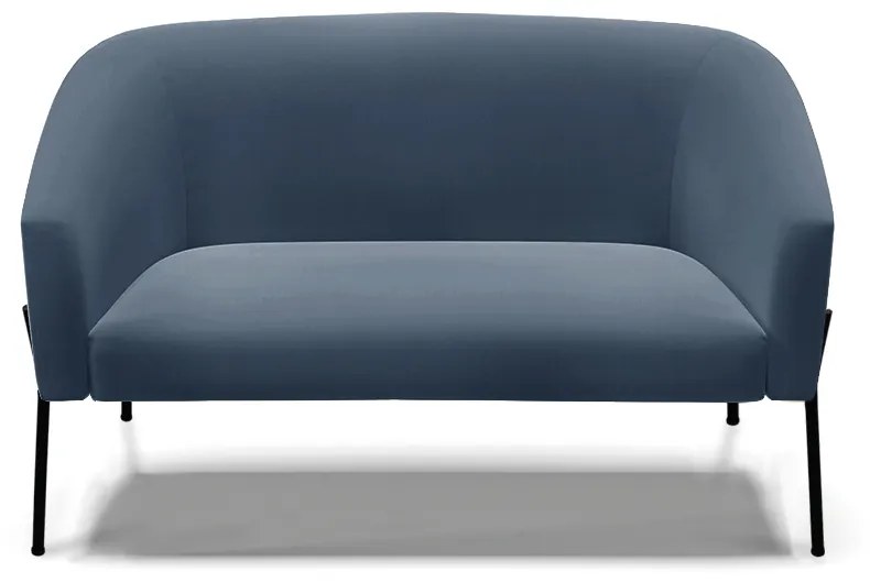 Sofá 2 Lugares Namoradeira Pé de Ferro Preto Stella Suede D03 - D'Rossi - Azul Marinho