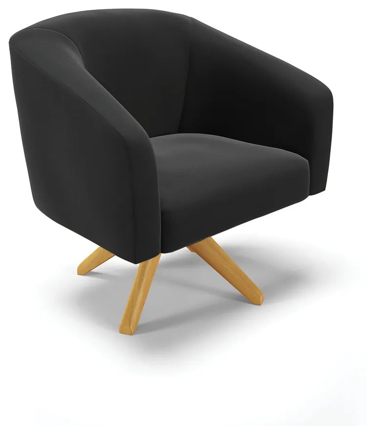 Poltrona Decorativa Giratória MA30 Kit 2 Stella Suede Preto D03 - D'Rossi