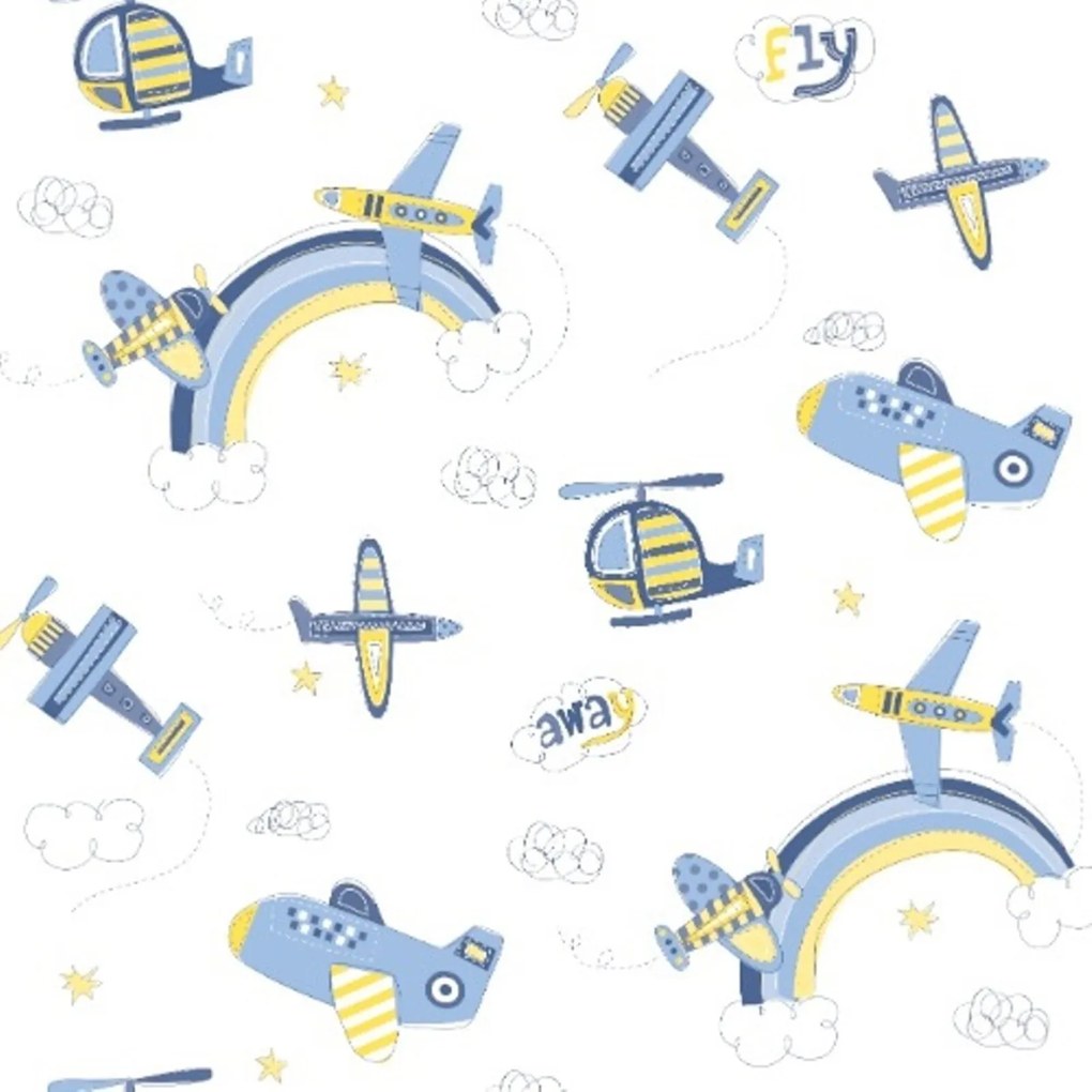 Papel De Parede Coleção Bambinos Azul Branco Aviões 3306 Bobinex