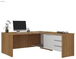 Mesa para Escritório em L Chefia 190cm Corp A06 Freijó/Branco - Mpozen