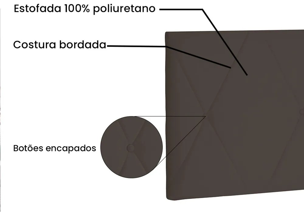 Cabeceira Painel Aquilla Para Cama Box Casal 140 cm Suede - D'Rossi - Café