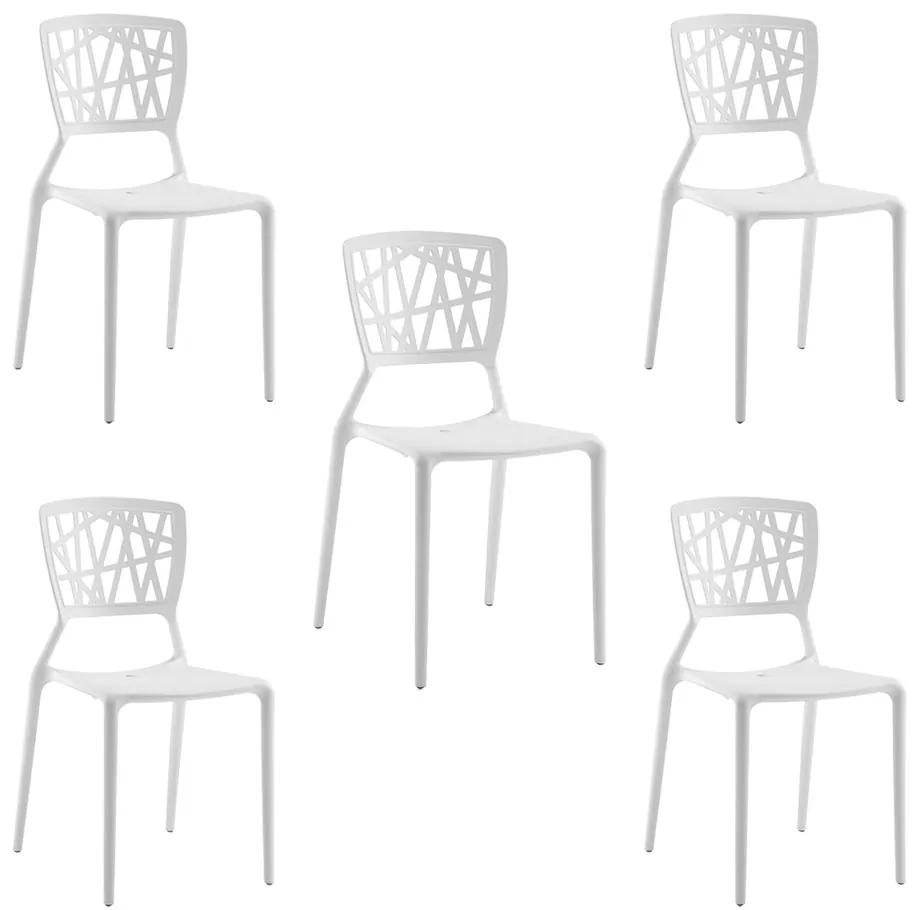 Kit 5 Cadeiras Decorativas Sala e Cozinha Luara (PP) Branca - Gran Belo