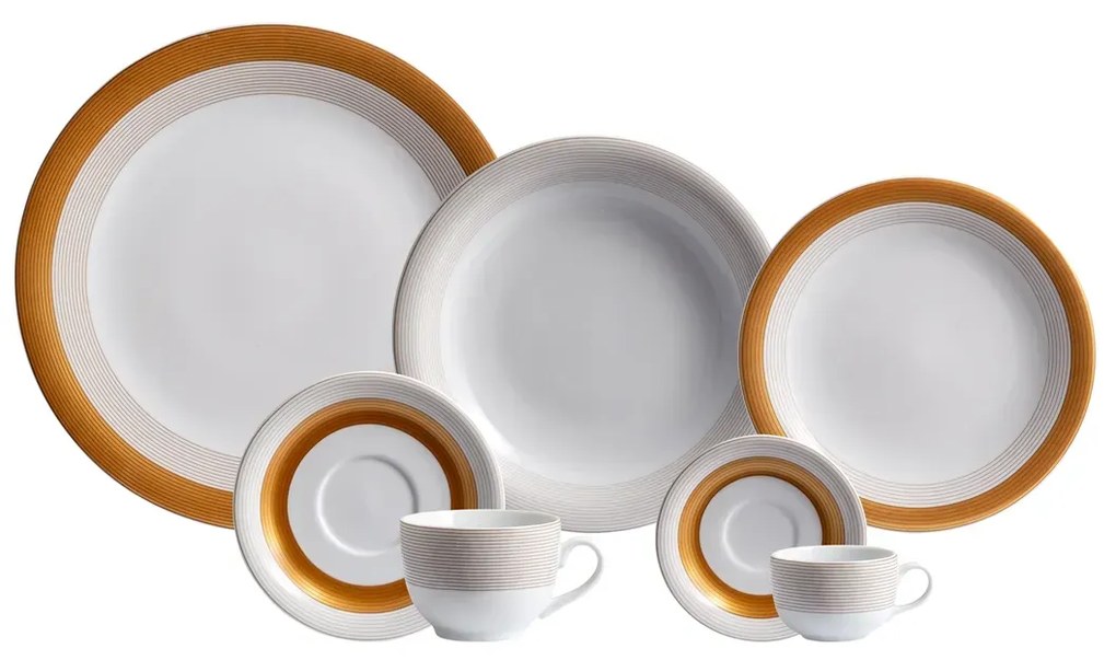 Aparelho De Jantar Chá E Café 42 Peças Porcelana Schmidt - Dec. Garopaba 2404