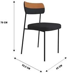 Kit 2 Cadeiras Estofadas Milli Corano/Linho F02 Caramelo/Grafite - Mpo
