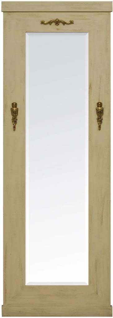 Espelho Decorativo Rústico Branco Patinado Envelhecido Com Apliques Dourados