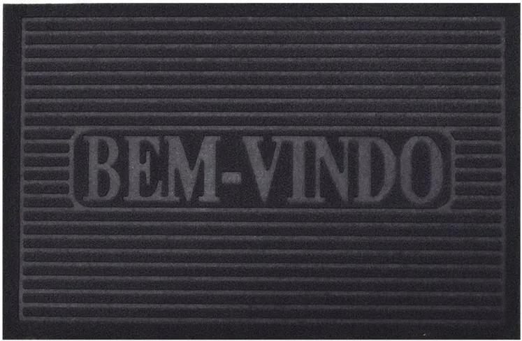 Capacho Bem-Vindo - 38 x 58 cm - Cinza Escuro - Camesa