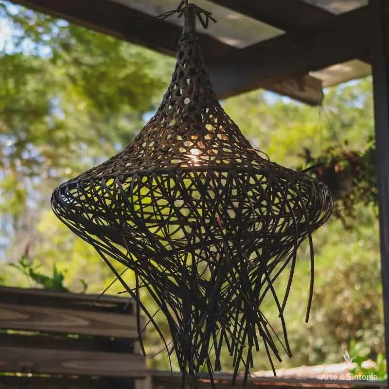 Pendente Palhinha de Bambu Preto