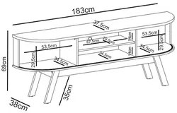 Painel para TV 75 Pol com Rack Bancada 208cm Luna M01 Naturale/Off Whi