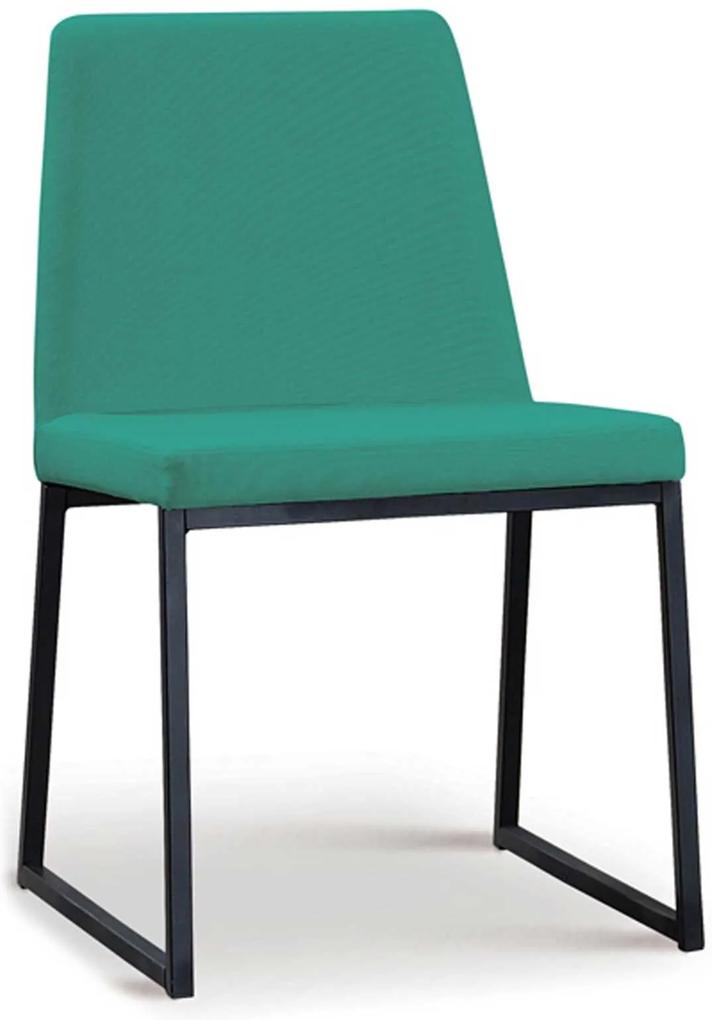 Cadeira Yanka Aço Preto Linho Azul Turquesa Daf