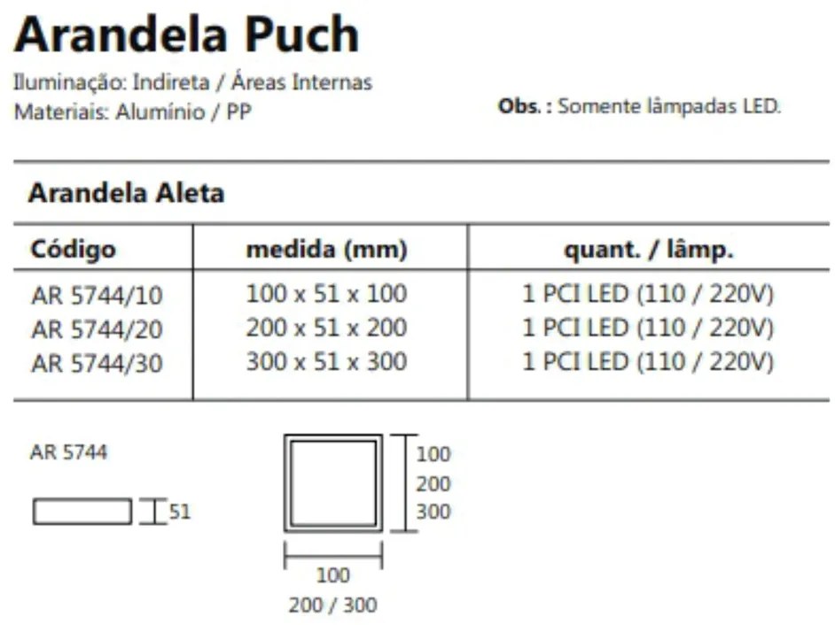 Arandela Puch Quadrada Interna 1Xpci Led 5W 10X5X10Cm | Usina 5744/10 (CP-M - Champanhe Metálico, 110V)