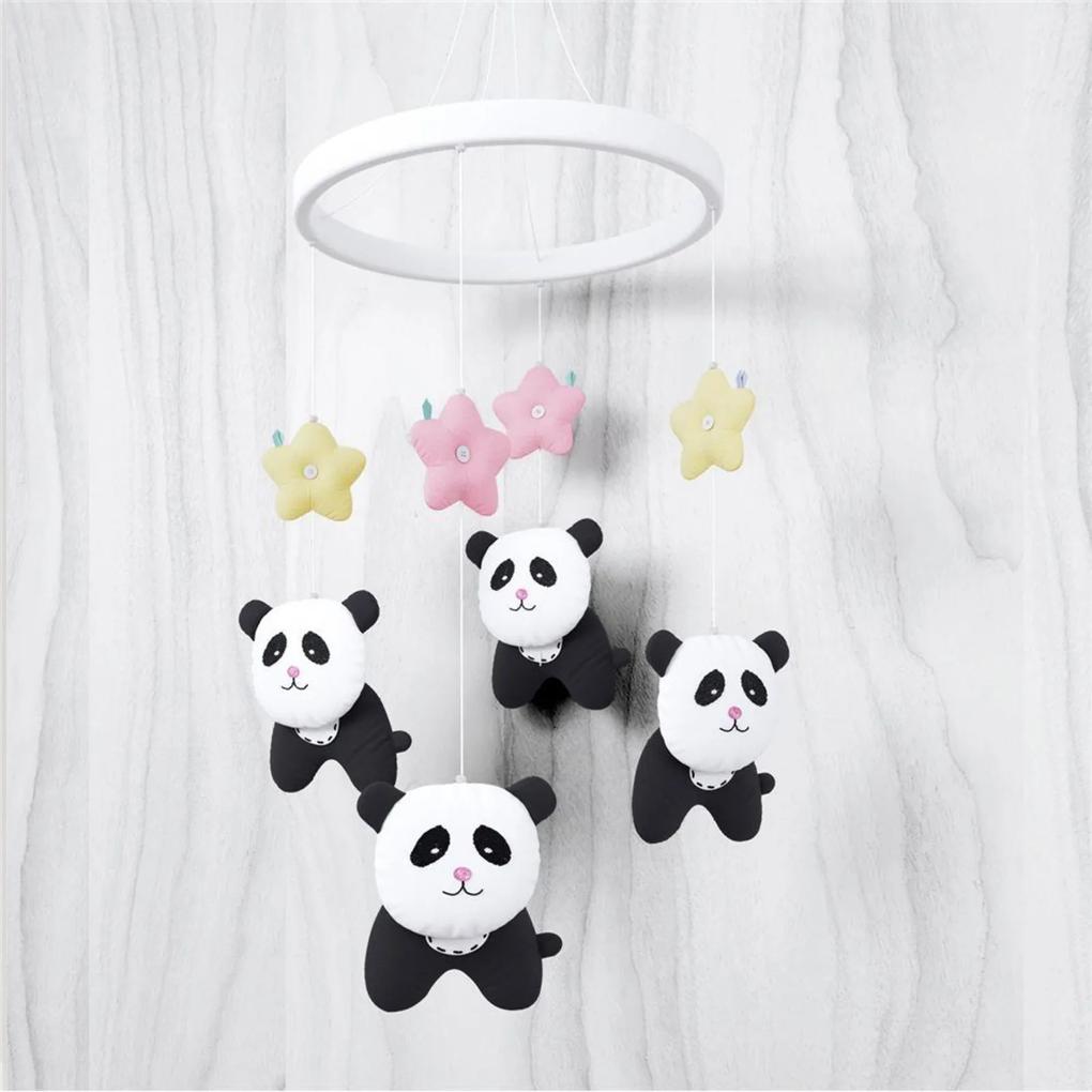 Móbile Urso Panda Floral Moderna Menina Rosa GrÁo de Gente  Rosa