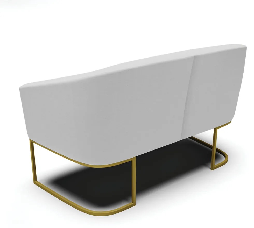 Sofá 2 Lugares Namoradeira Industrial Dourado Stella Linho D03 - D'Rossi - A05 Cinza
