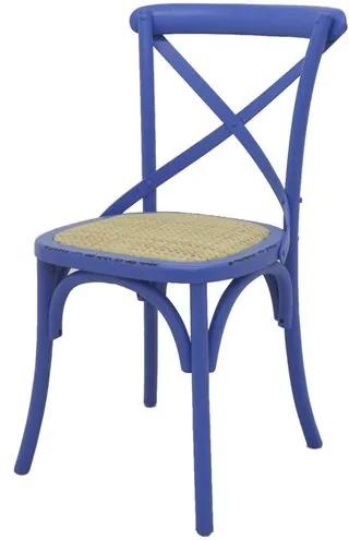 Cadeira Katrina Madeira Assento em Rattan Cor Azul - 19165 Sun House