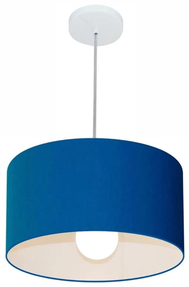 Lustre Pendente Cilíndrico Md-4146 Cúpula em Tecido 40x30cm Azul Marinho - Bivolt