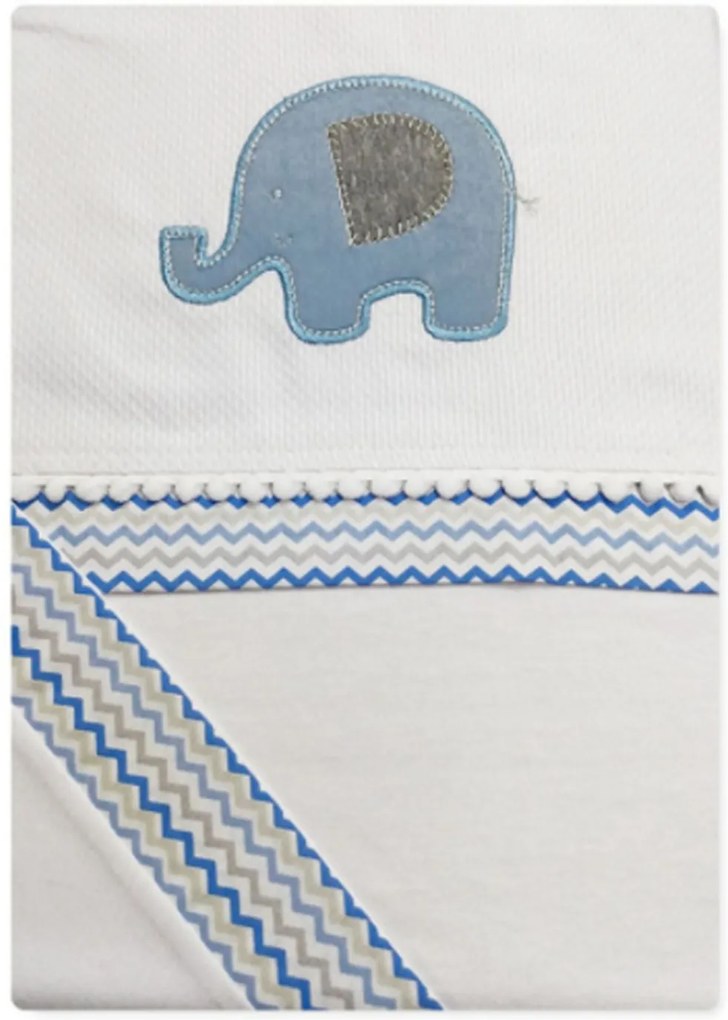 Lençol 3 Peças Baby Deluxe Bordado Elefante Azul