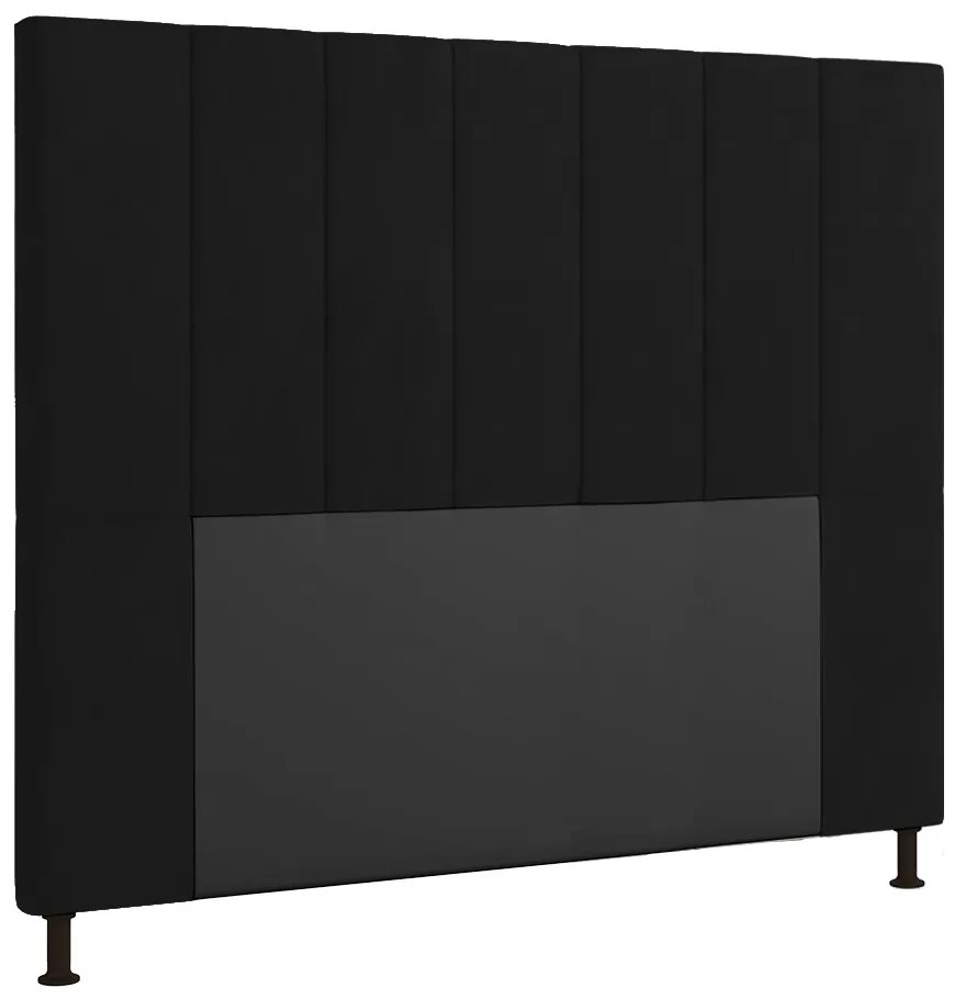 Cabeceira Malibu Para Cama Box Casal 140 cm Suede Preto - D'Rossi