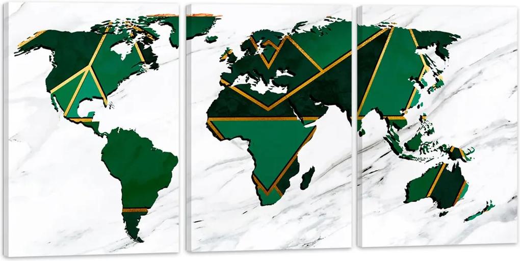 Quadro Mapa Mundi Verde Luxo 60x120cm Decoração Escritórios Salas Empresas Oppen House