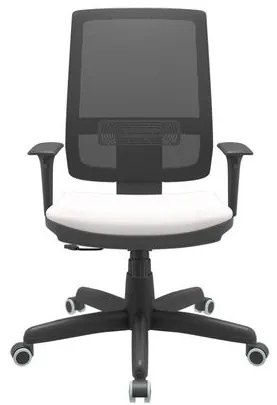 Cadeira Office Brizza Tela Preta Assento Vinil Branco RelaxPlax Base Standard 120cm - 63862 Sun House