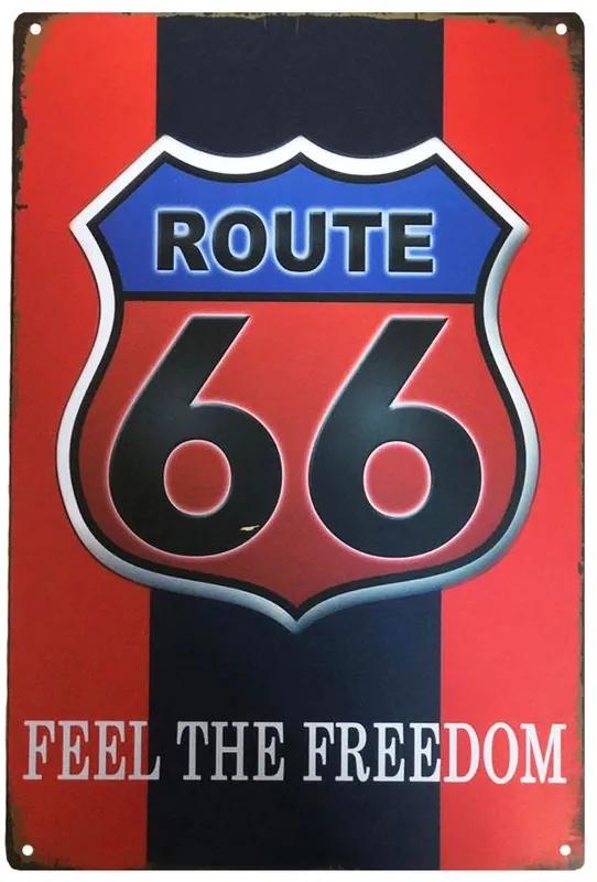 Placa de Metal Decorativa Route 66 Feel The Freedom