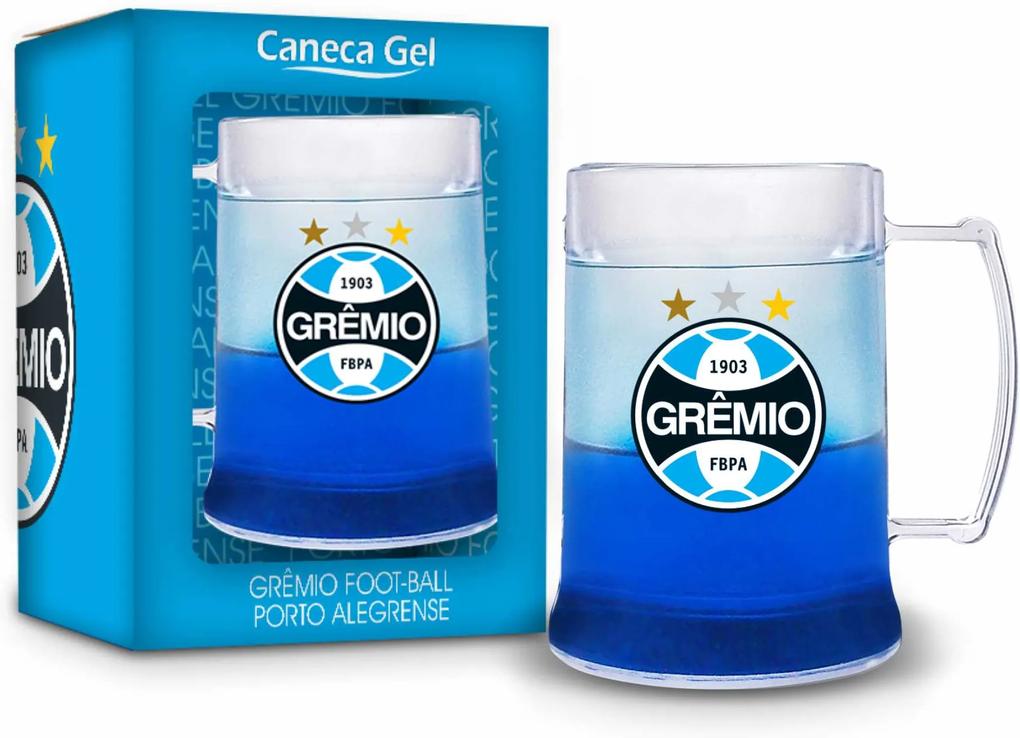 Caneca gel 300ml - grÊmio transparente gel azul