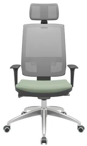 Cadeira Office Brizza Tela Cinza Com Encosto Assento Vinil Verde Autocompensador 126cm - 63240 Sun House