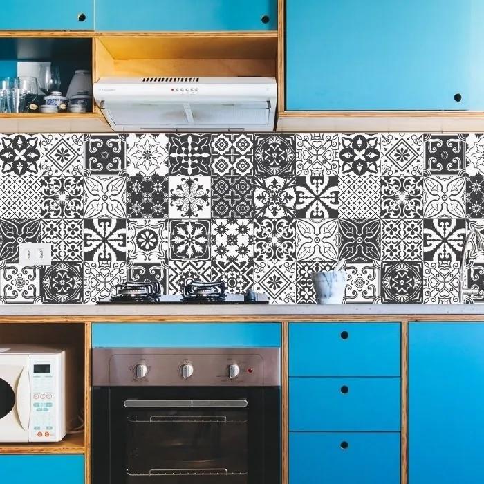 Adesivo Azulejos Cozinha Retrô Preto (15x15cm)