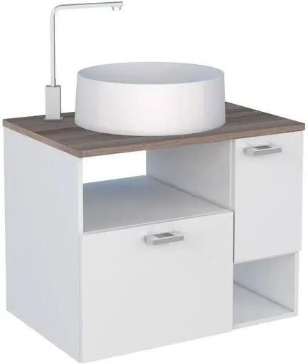 Gabinete para Banheiro 60cm MDF Iara Branco com Tamarindo sem cuba 59,5x47,8x41cm - Cozimax - Cozimax