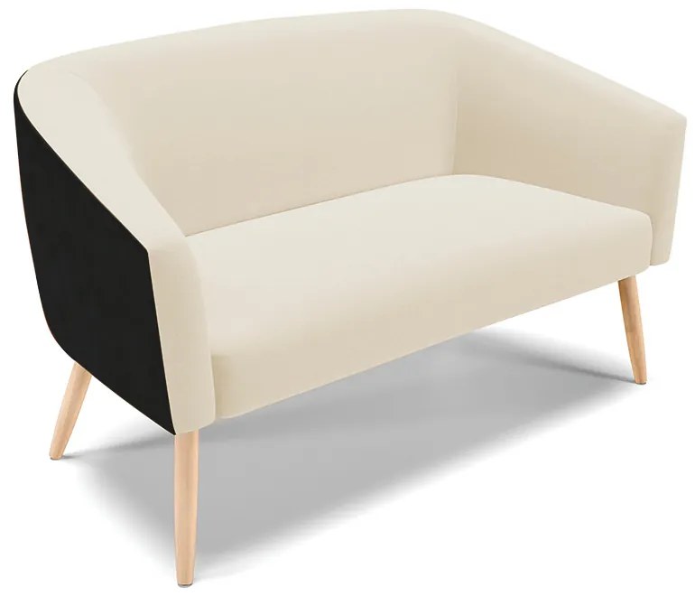 Namoradeira e 2 Poltronas Pé Palito Natural Stella Preto/Linho Bege D03 - D'Rossi