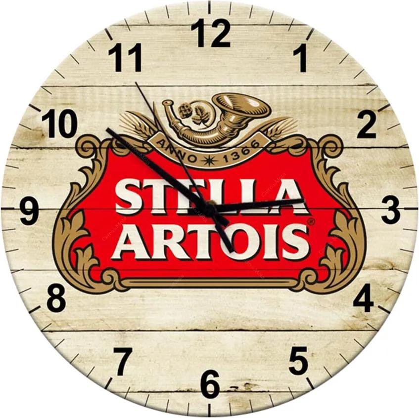 Relógio de Parede Stella Artois em Madeira MDF - 28 cm