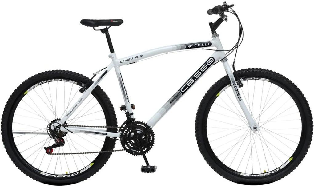 Bicicleta Esportiva Aro 26 Freio V-Brake 21 Marchas CB 500 Quadro 19 Aço Branco - Colli Bike