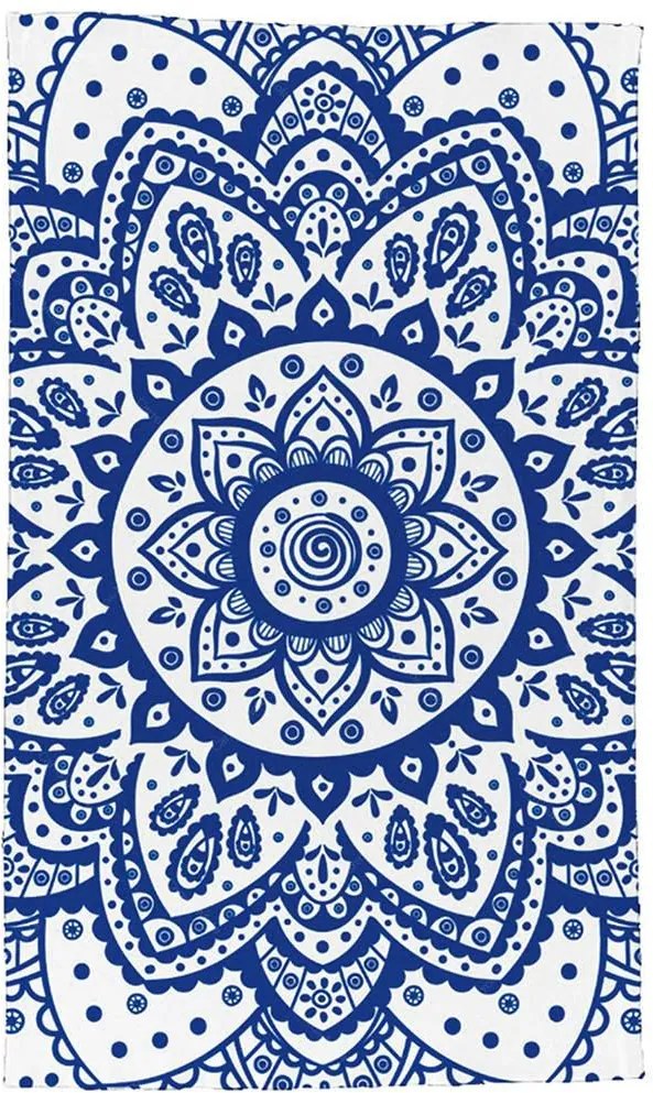 Pano de Copa Indigo Henna Flower Azul em Algodão - Urban - 70x45 cm