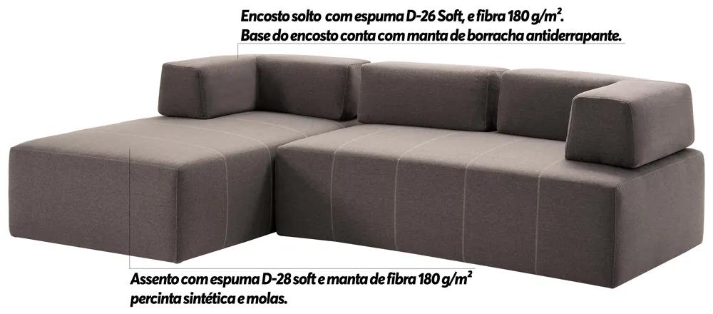 Sofá Decorativo 2 Módulos e 3 Encostos Happiness Linho Cinza G66 - Gran Belo