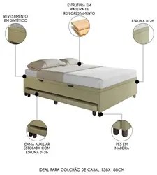 Bicama Casal Box com Baú 138x188cm Samy S05 Sintético Bege - Mpozenato