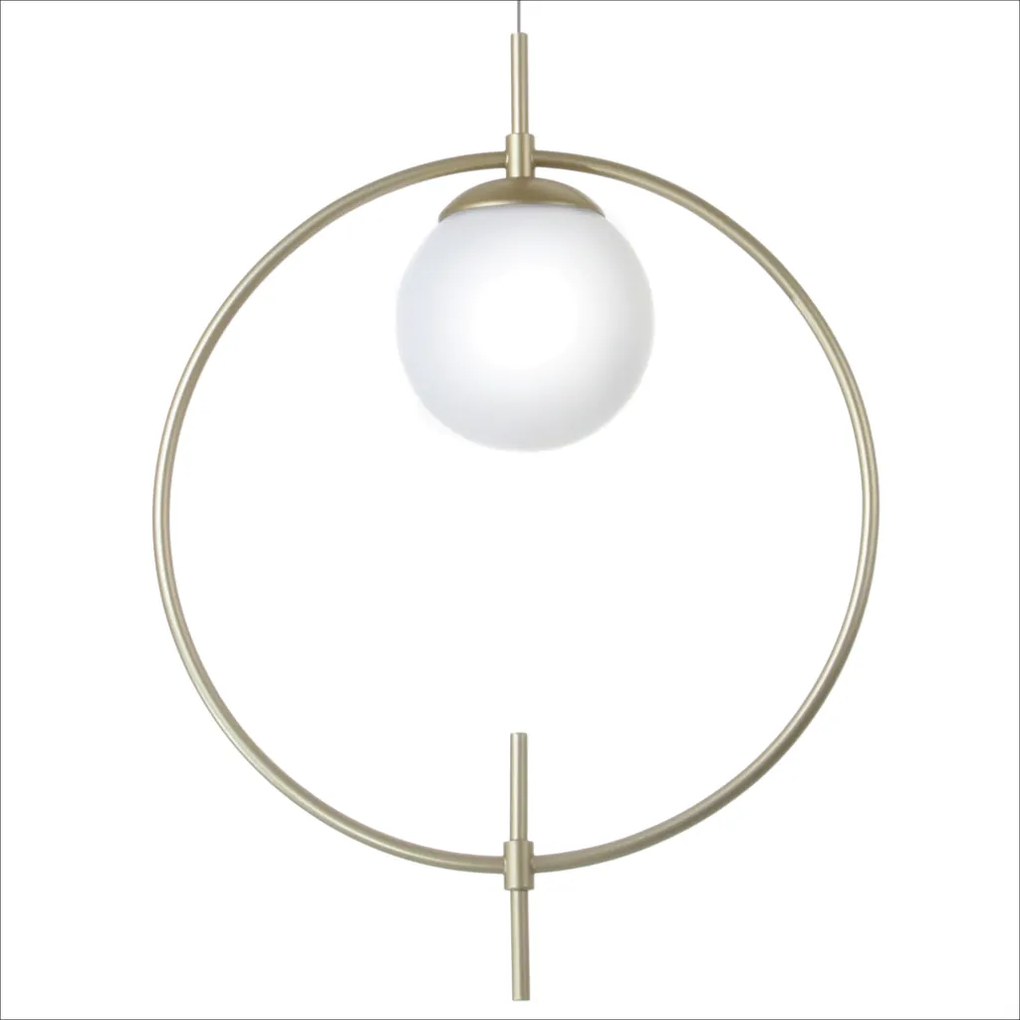 Pendente Cerchio 50,5X12X38Cm Metal Alumínio E Globo Ø12Cm 01Xg9 - Old... (BRANCO / COBRE BRILHO)