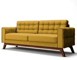 Sofá 150 cm 2 Lugares Sandero C-279 Veludo Amarelo - Domi