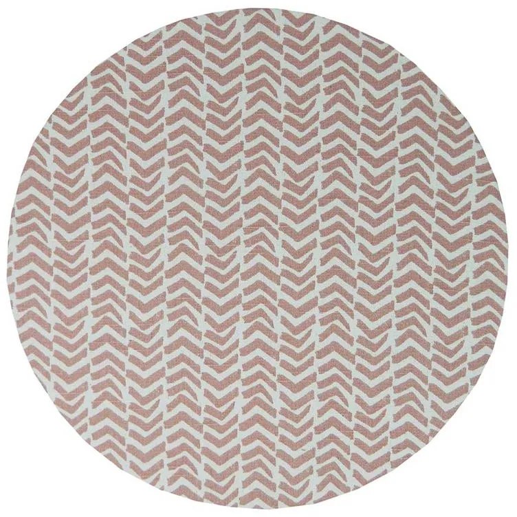 Sousplat Redondo Moscou em Algodão com Estrutura MDF 35cm - Chevron Rosa e Branco - 4 unidades