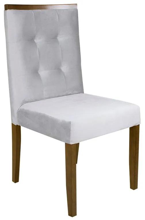 Cadeira de Jantar Betel Com Aplique Aveludado Grey - Wood Prime MF 38649